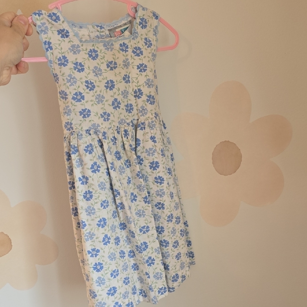 Vintage Floral Blue and White Girls Dress Size 3